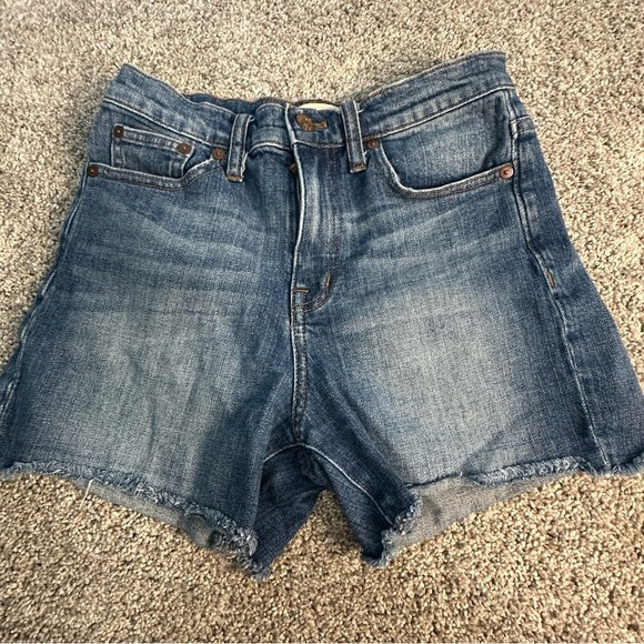 🎆 Madewell High-Rise Denim Shorts Blue Cut Off shorts 27 4 Stretch Raw hem Jean - Picture 6 of 12